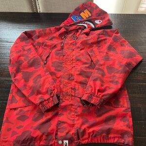 BAPE Red Camo Shark Hoodie Jacket XL A Bathing Ape Coat Street Wear
